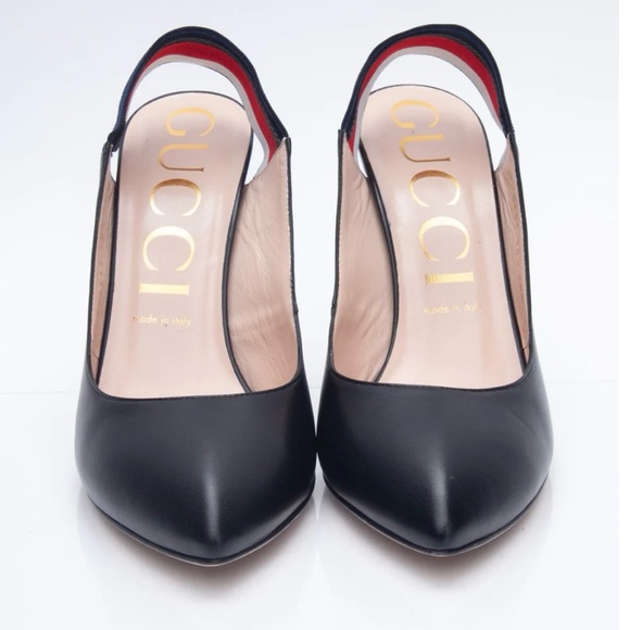 Gucci Sylvie stripe slingback leather shoes size 38 - Picture 2 of 12